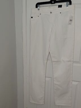 AG Adriano Goldschmied Men's White Straight Jeans